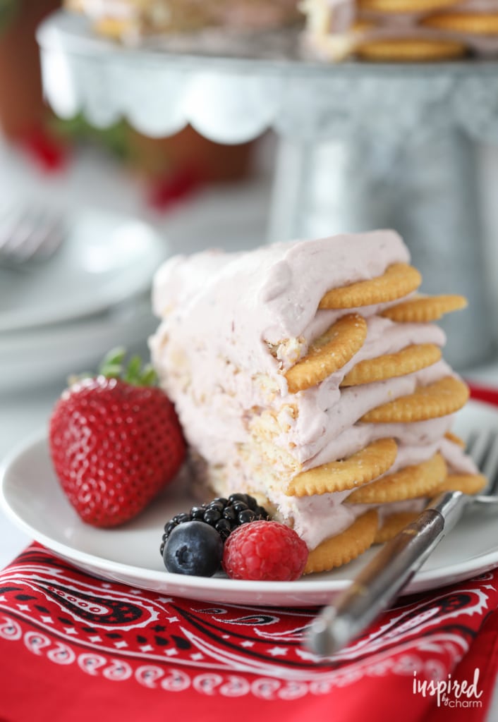 Ritz Cracker and Mixed Berry Icebox Cake summer dessert recipe | Inspired by Charm