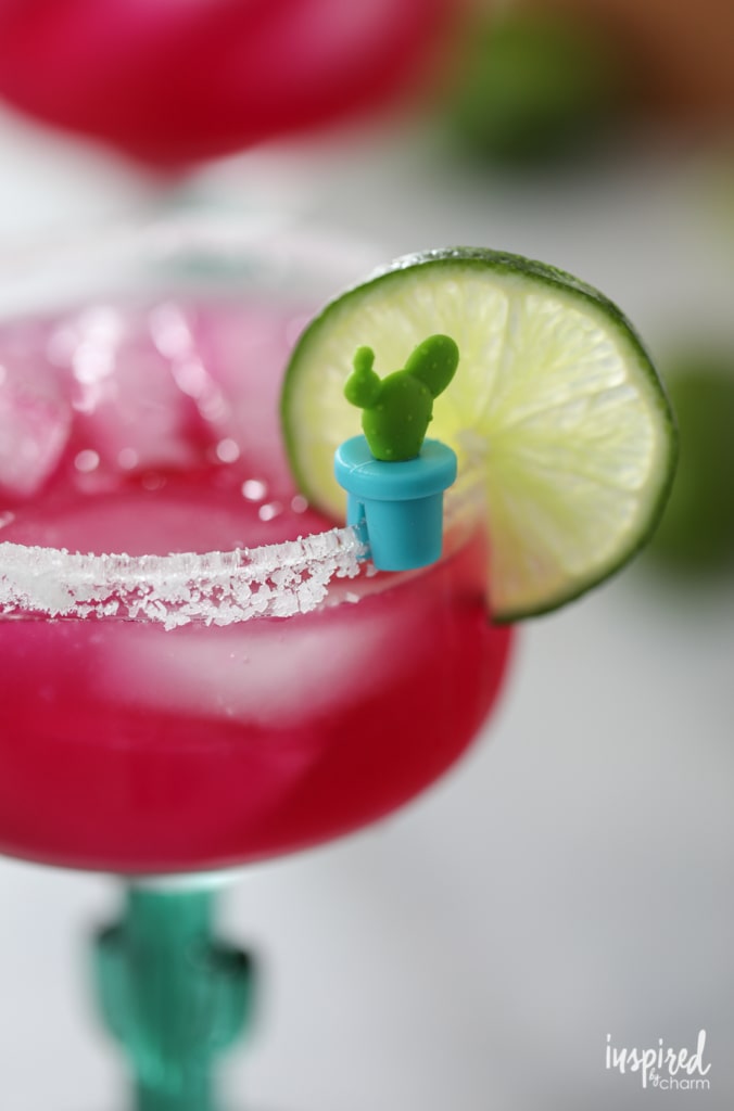 close up of fuchsia colored cocktail