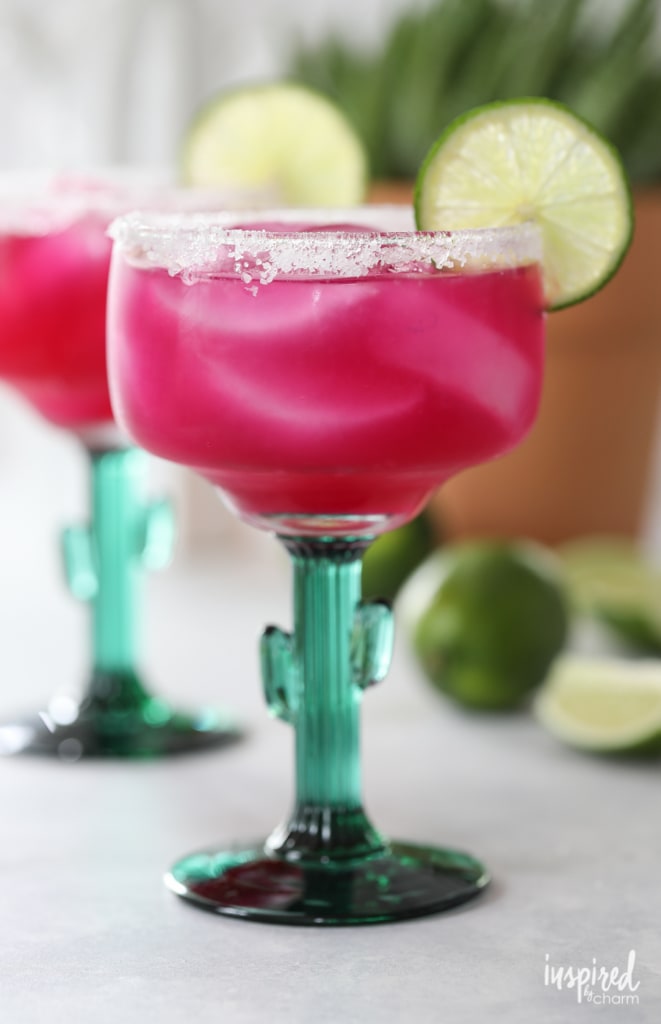 prickly pear syrup cocktail with tequila and cointreau