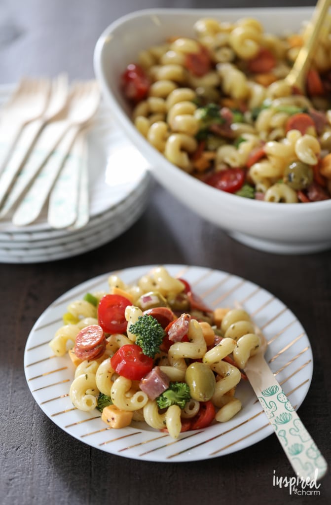 Really Good Pasta Salad recipe packed with flavor and perfect for summer entertaining | Inspired by Charm 