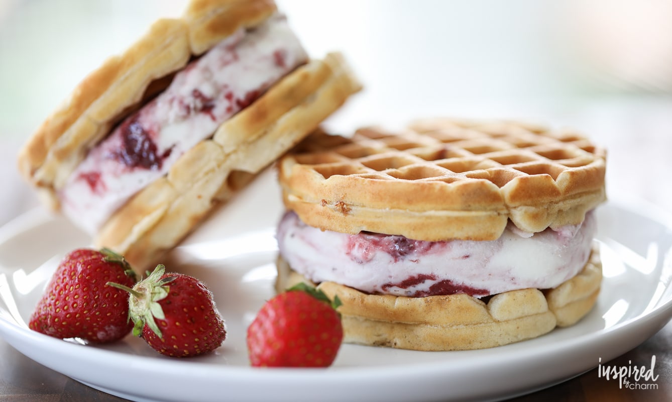 Peanut Butter Waffle and Jelly Ice Cream Sandwiches