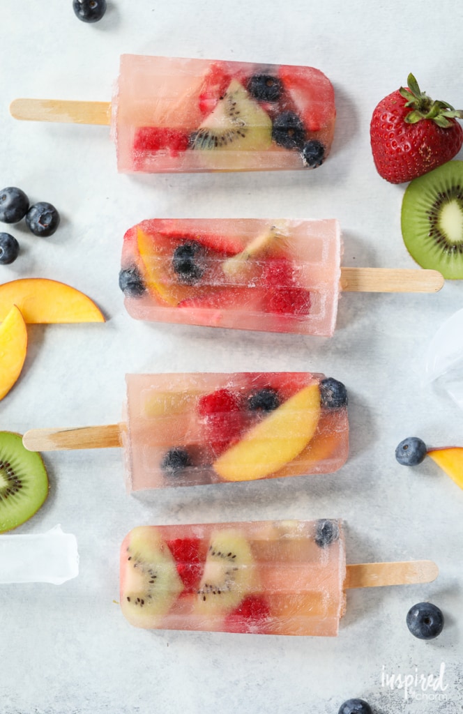 Sangria Rose Popsicles are the perfect boozy summer dessert treat. | Inspired by Charm