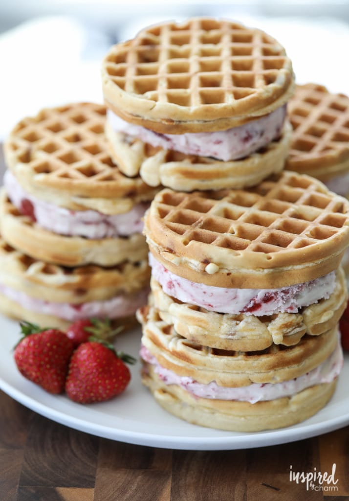Homemade Peanut Butter Waffle and Jelly Ice Cream Sandwiches summer dessert recipe | Inspired by Charm