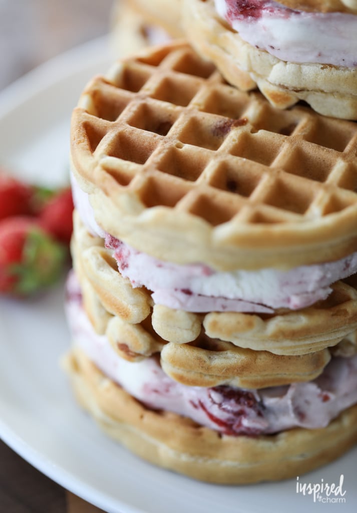 Homemade Peanut Butter Waffle and Jelly Ice Cream Sandwiches summer dessert recipe | Inspired by Charm