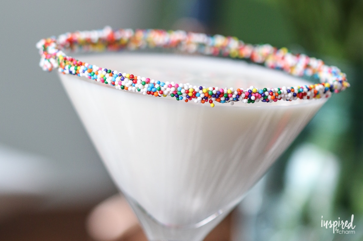 Birthday Cake Martini cocktail recipe for the perfect celebratory libation. | Inspired by Charm