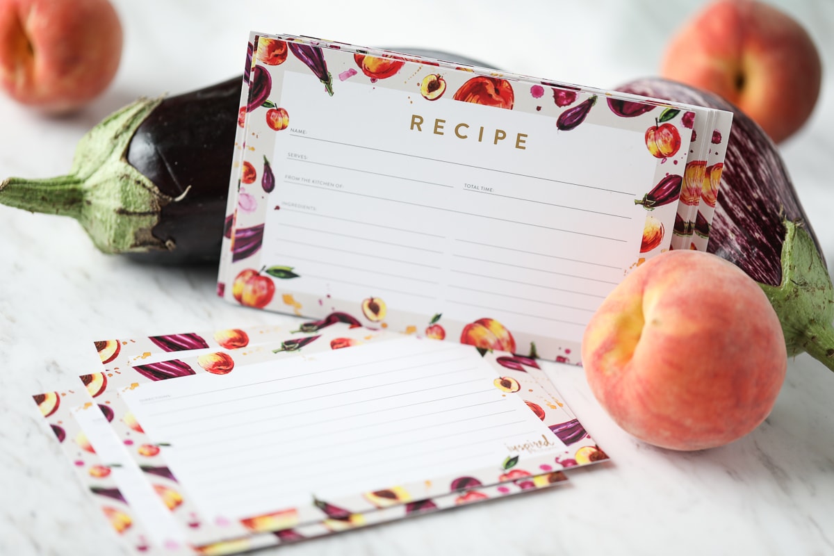 Peaches and Eggplants Summer Recipe Card Printable