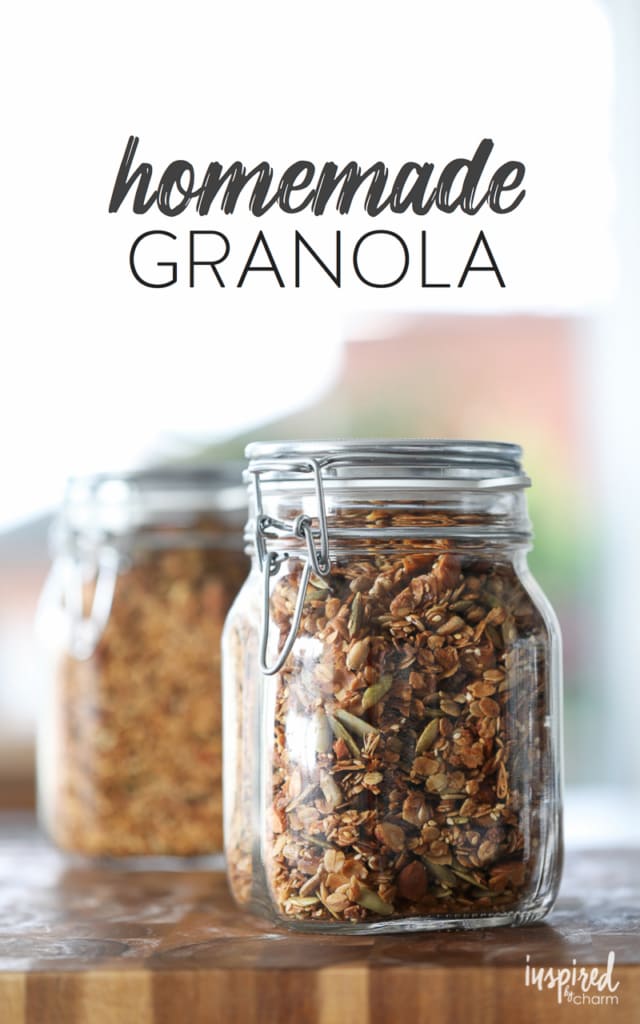 Homemade Granola Recipe delicious for breakfast with yogurt or on it's as a snack. | Inspired by Charm