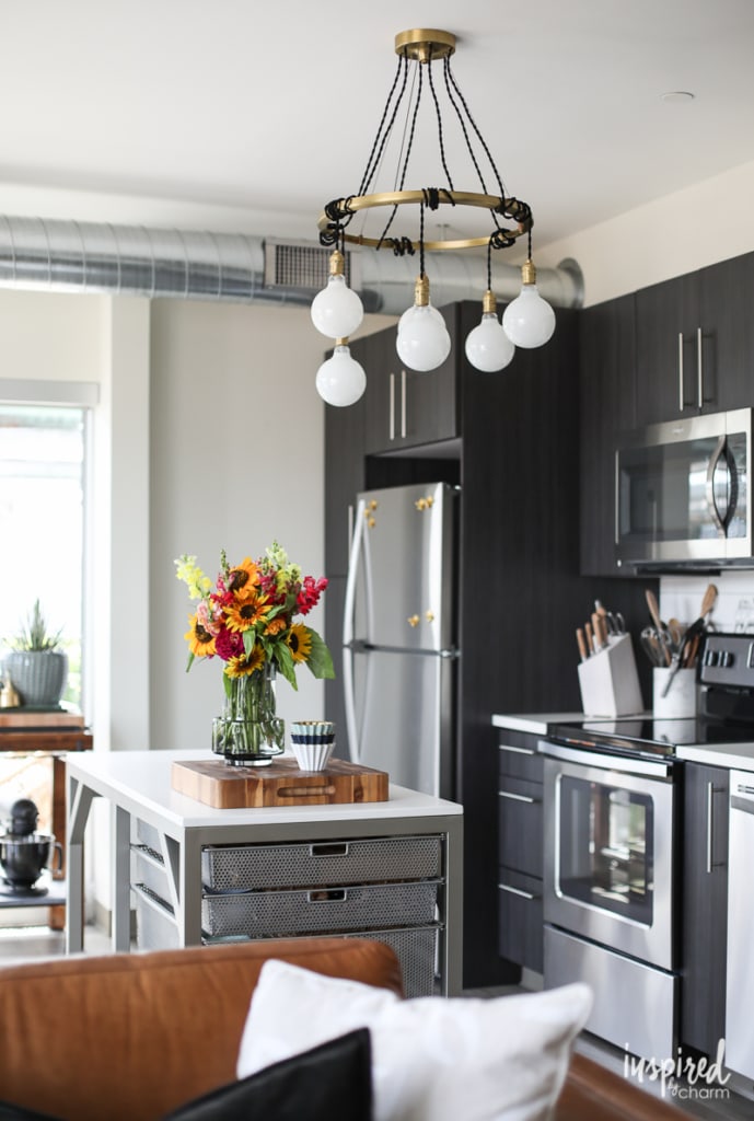 Tips and Ideas for styling and stocking an apartment kitchen. | Inspired by Charm