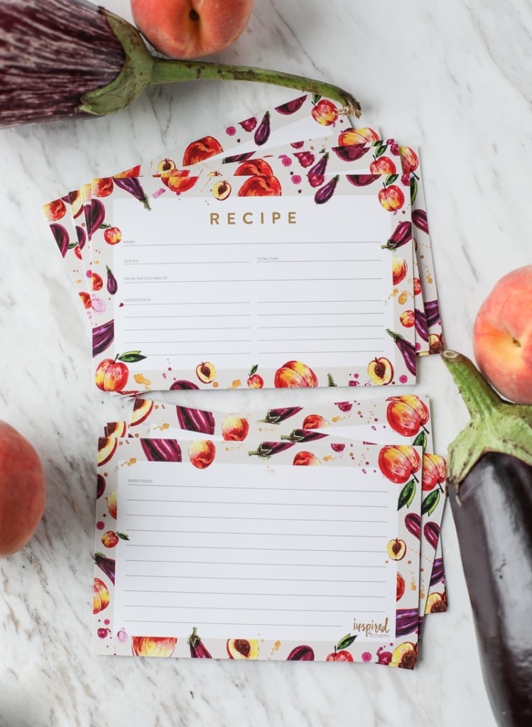 Farmer's Market Peach and Eggplant 2017 Summer Recipe Card Free Printable | Inspired by Charm