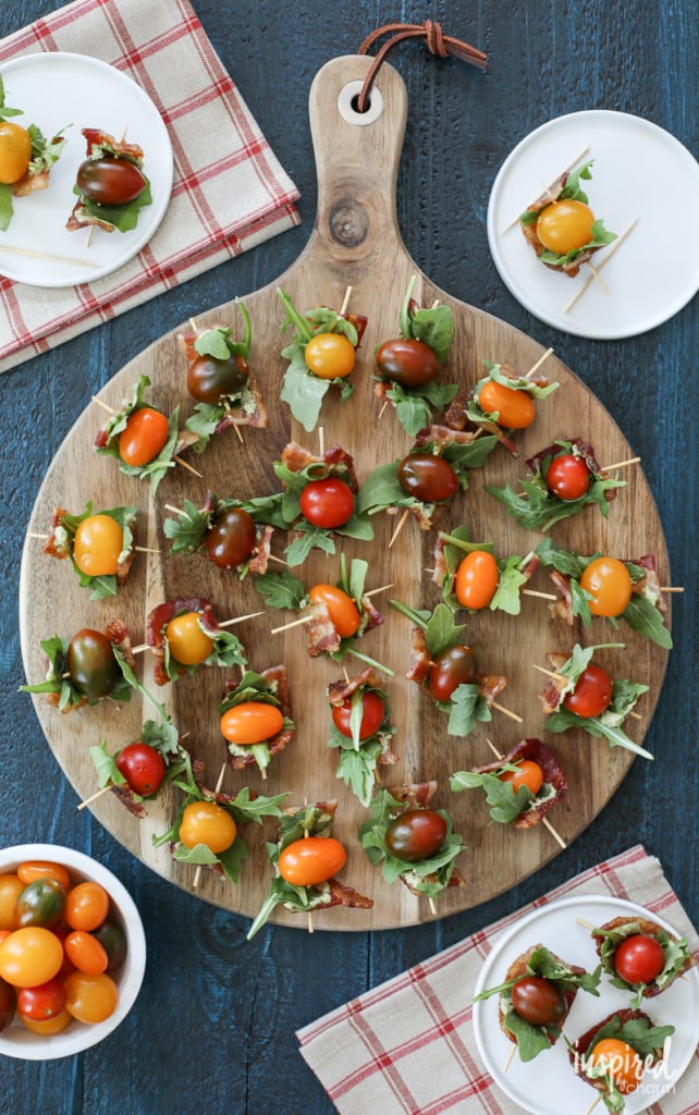 Avocado-Pesto BLT Bites are a Flavor-Packed Appetizer wrapped with Bacon | Inspired by Charm