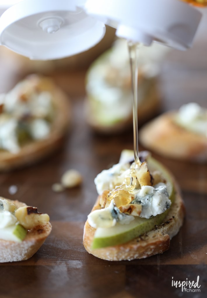 Blue Cheese, Pear, and Honey Crostini - Trio of Farm-to-Table Inspired Crostini | Inspired by Charm