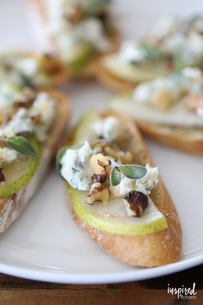Blue Cheese, Pear, and Honey Crostini - Trio of Farm-to-Table Inspired Crostini | Inspired by Charm