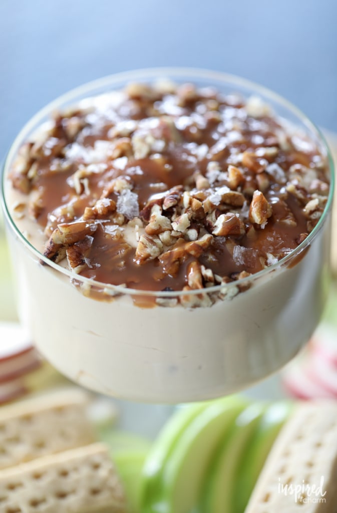 This Salted Caramel Cheesecake Dip is a delicious and easy fall dessert idea for dipping fruit and cookies. 