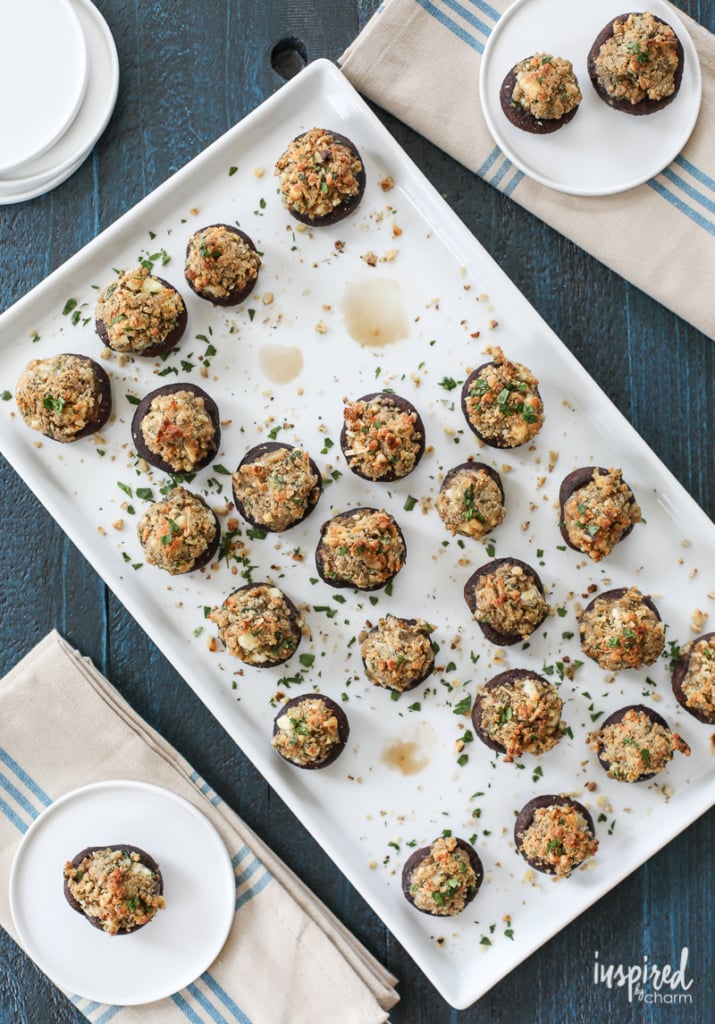 These Walnut and Blue Cheese-Stuffed Mushrooms make the perfect appetizer recipe for the fall or any season. 
