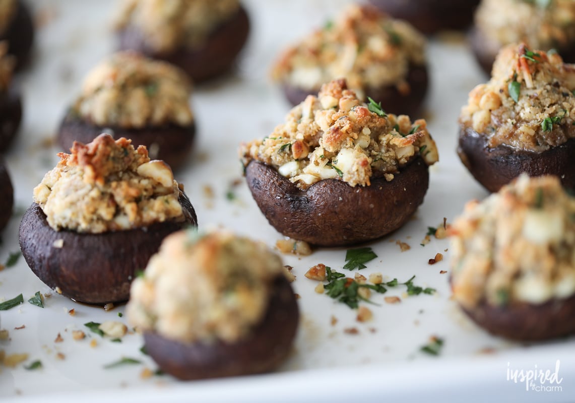 These Walnut and Blue Cheese-Stuffed Mushrooms make the perfect flavorful appetizer for grazing and entertaining.