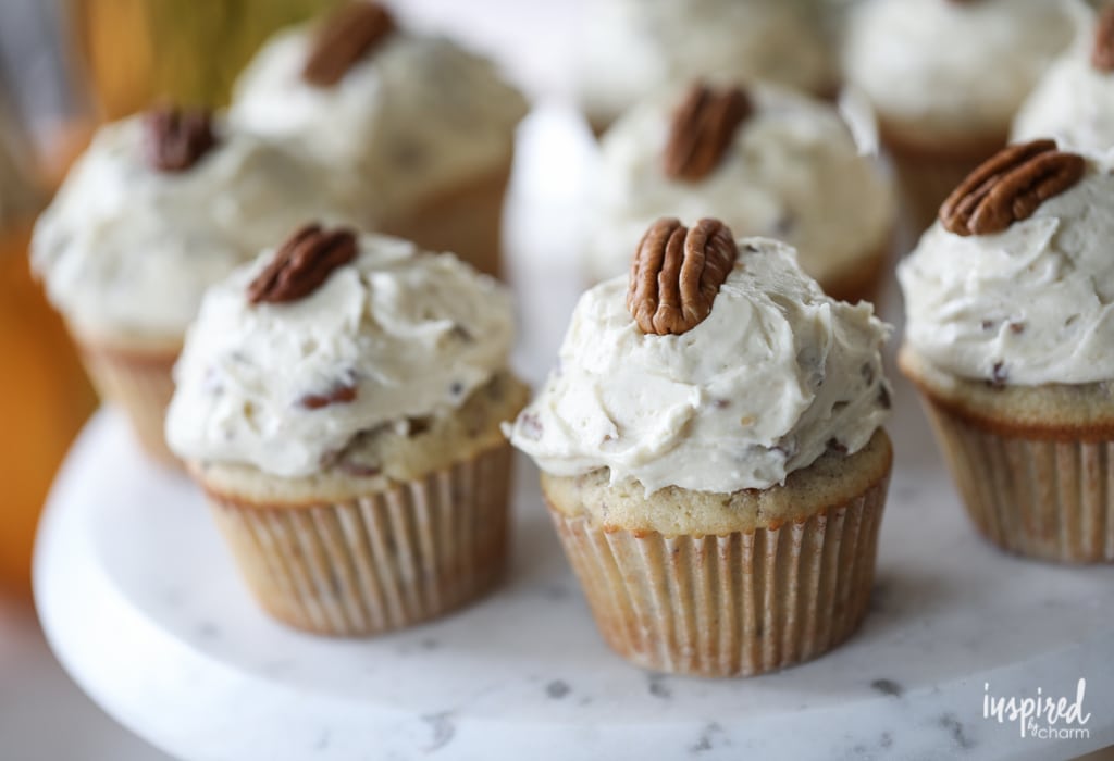 These Butter Pecan Cupcakes are loaded with toasted pecans making them the perfect fall treat. 