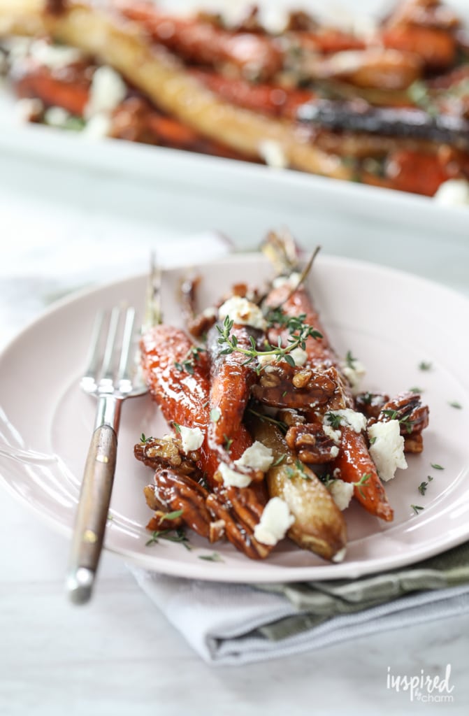 Roasted Carrots with Candied Pecans and Goat Cheese - fall Thanksgiving side dish recipes 
