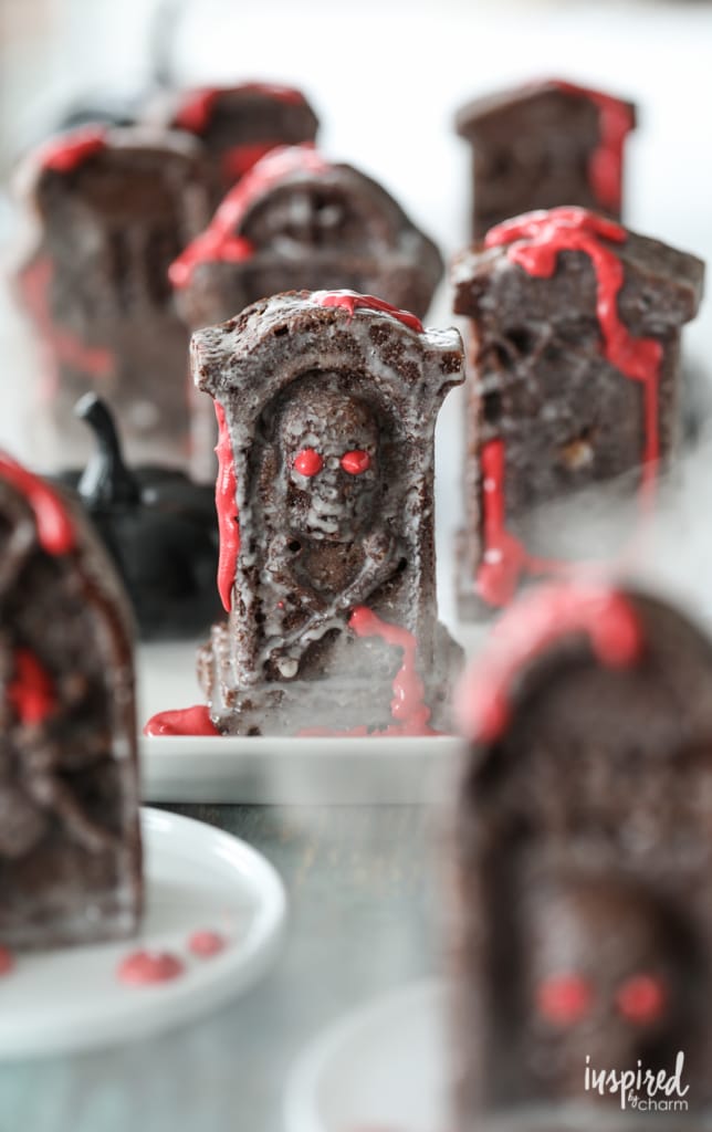 Chocolate Tombstone Snack Cakes - the perfect haunted Halloween dessert recipe. 