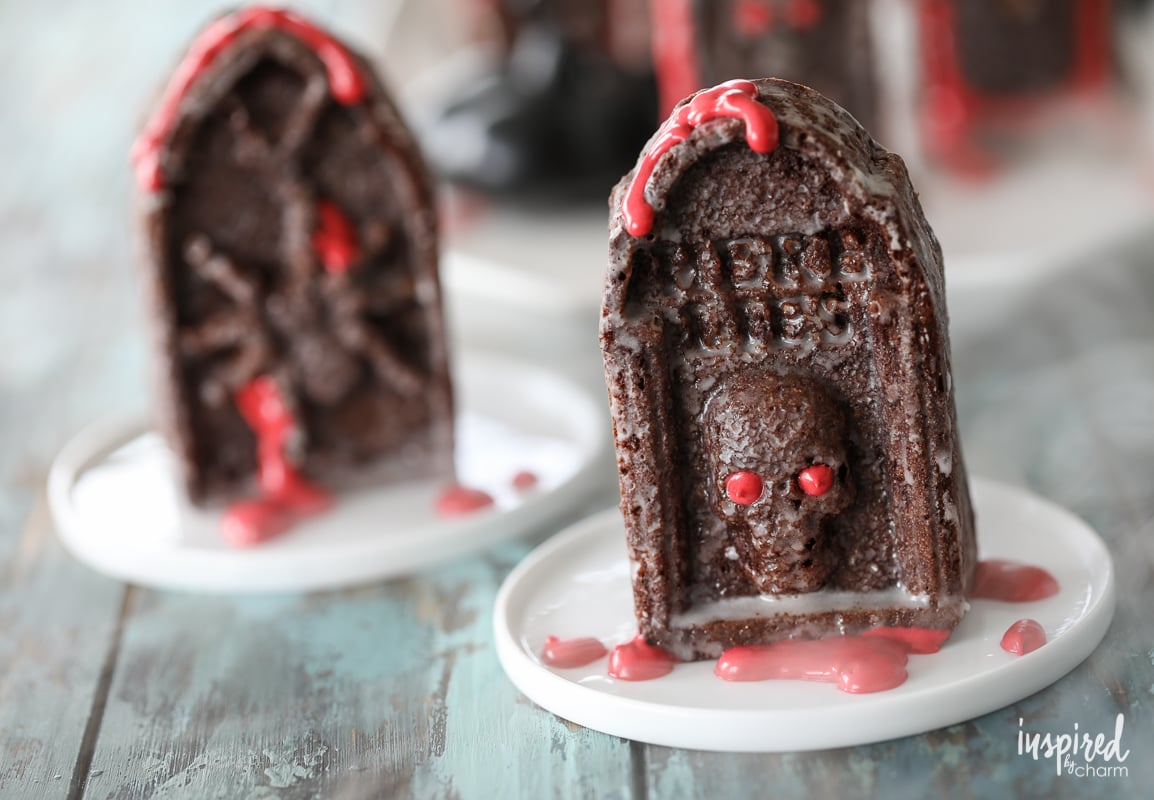 Chocolate Tombstone Snack Cakes - the perfect haunted Halloween dessert recipe.