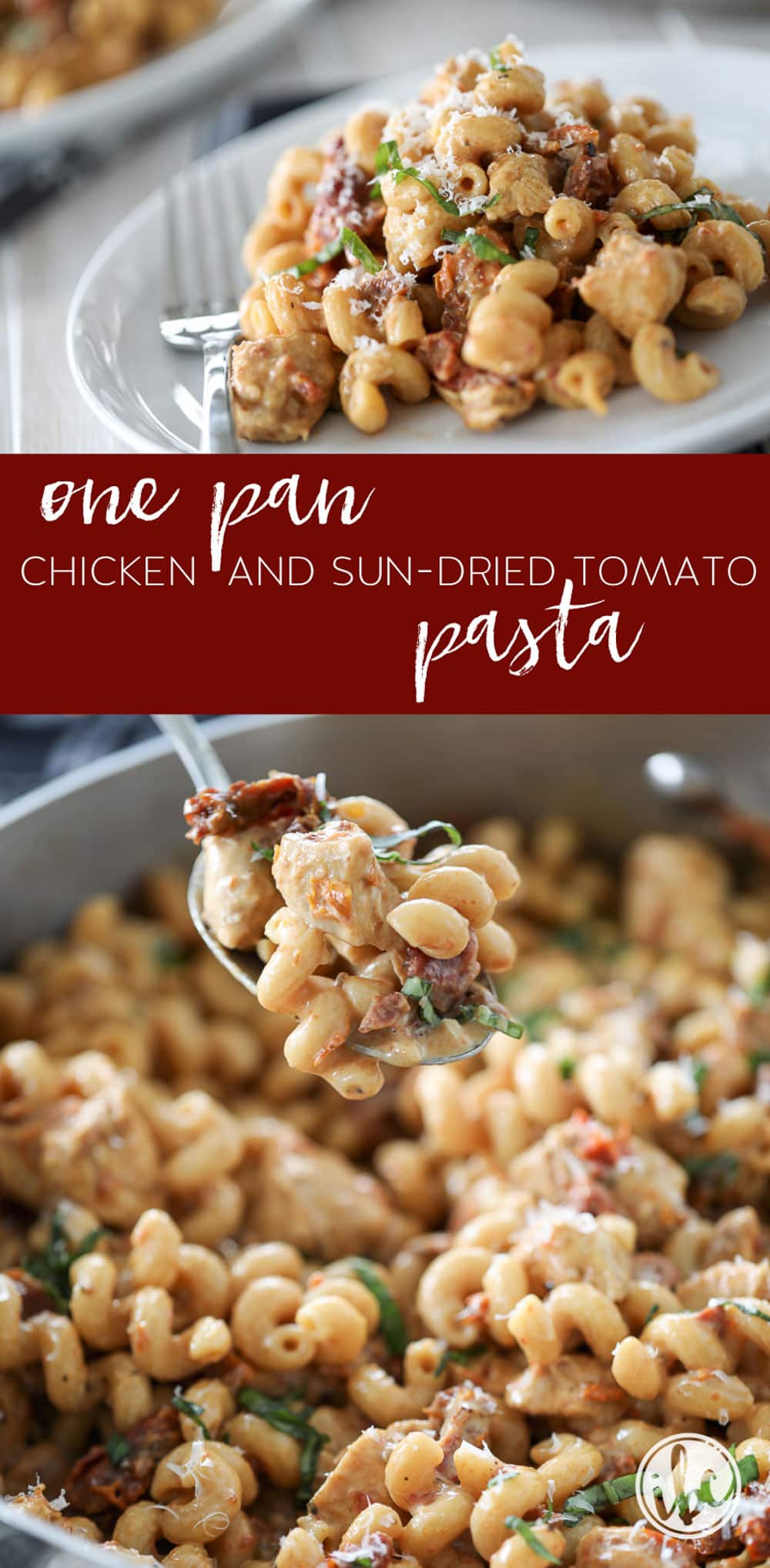 One Pan Chicken and Sun-Dried Tomato Pasta in 30 minutes of less! #pasta #chicken #sundried #tomato #dinner #recipe