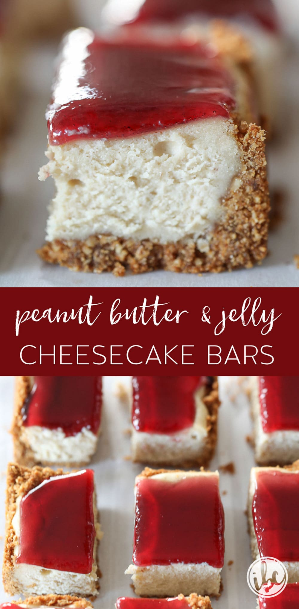 These Peanut Butter and Jelly Cheesecake Bars are a dessert everyone will love. #peantbutter #jelly #cheesecake #bars #dessert #recipe