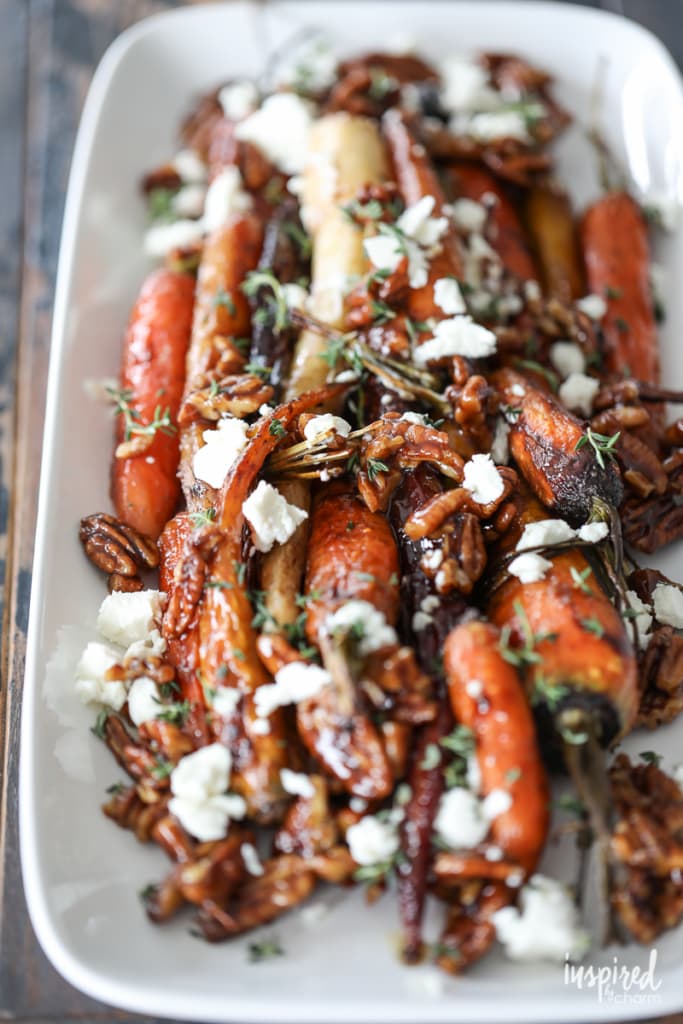Roasted Carrots with Candied Pecans and Goat Cheese - fall Thanksgiving side dish recipes 