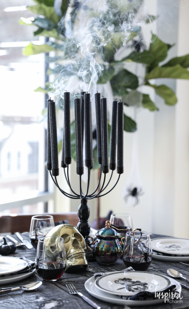 Haunted Halloween Entertaining Decor Ideas for adding spooky chic style to your dining room. 