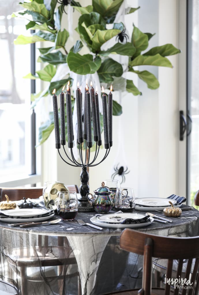 Haunted Halloween Entertaining Decor Ideas for adding spooky chic style to your dining room. 