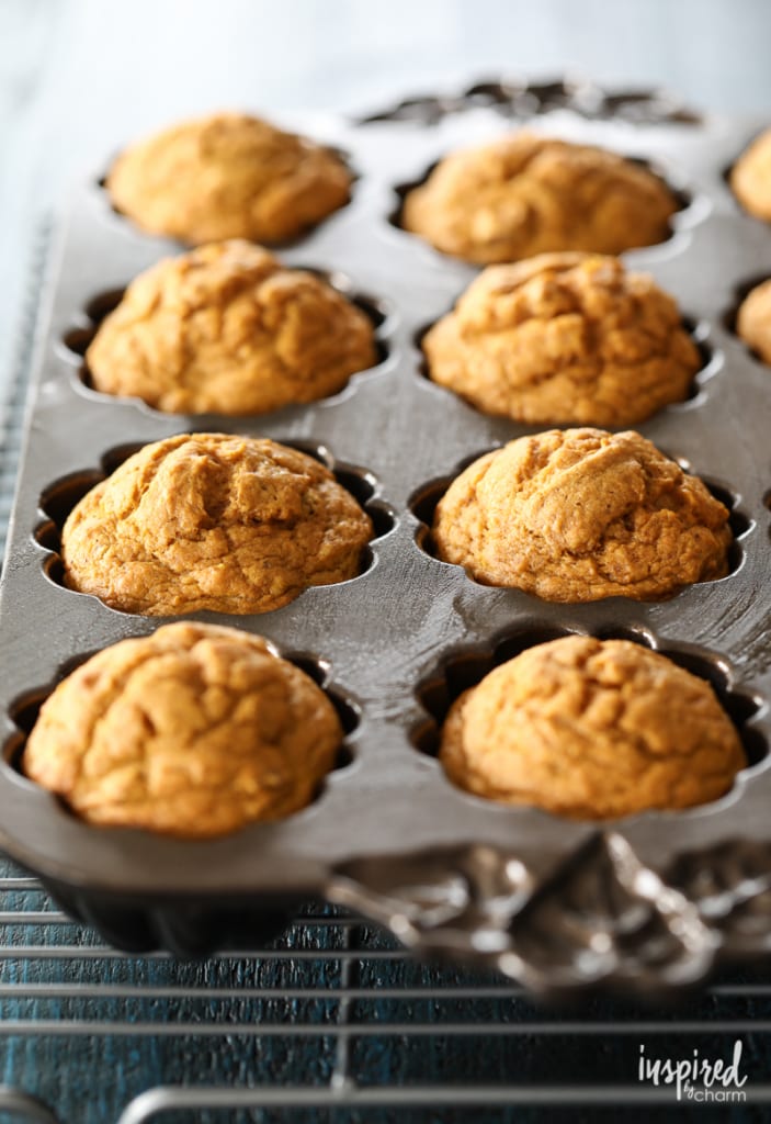 These Pumpkin Muffins with Maple Glaze make the perfect fall breakfast, brunch, or dessert treat. | Inspired by Charm