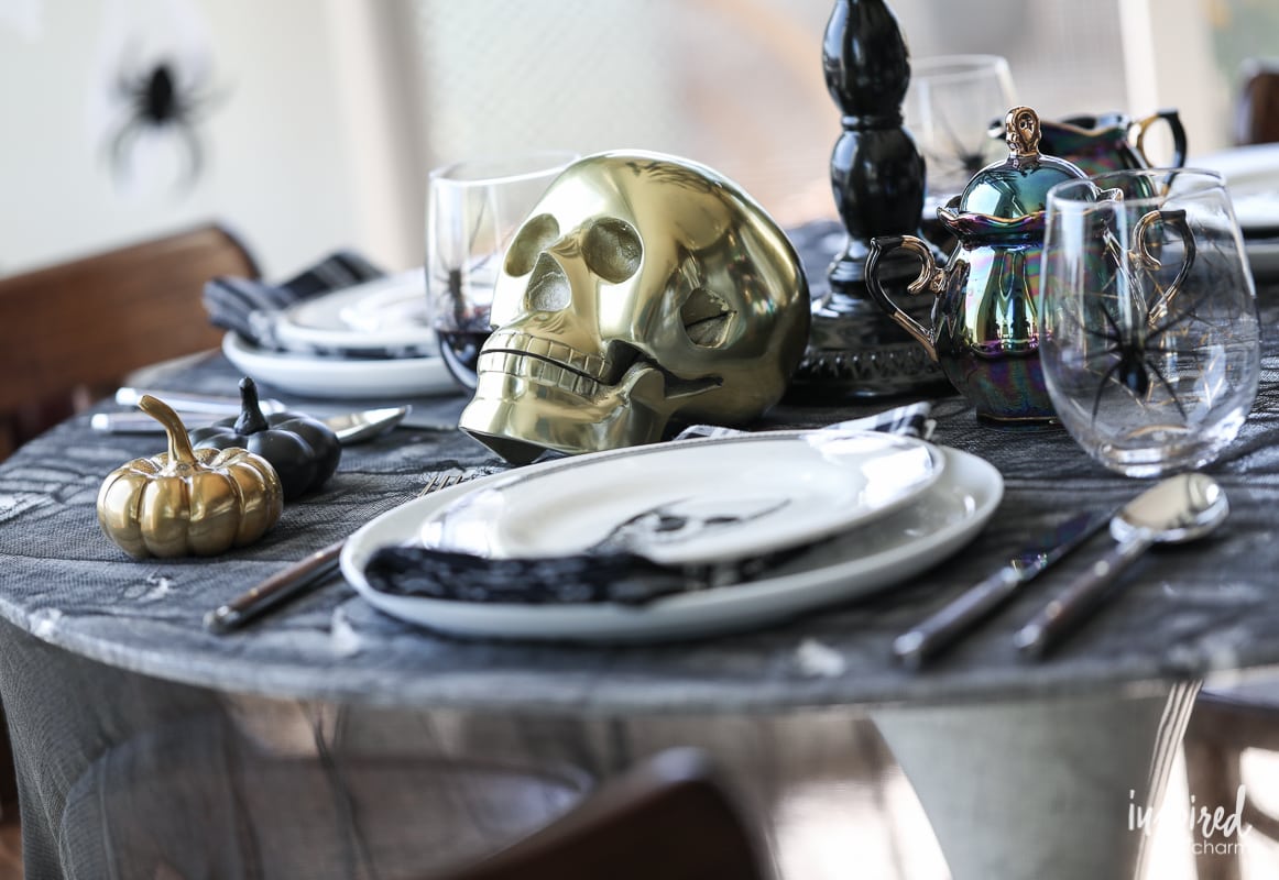 Haunted Halloween Entertaining Decor Ideas for adding spooky chic style to your dining room.
