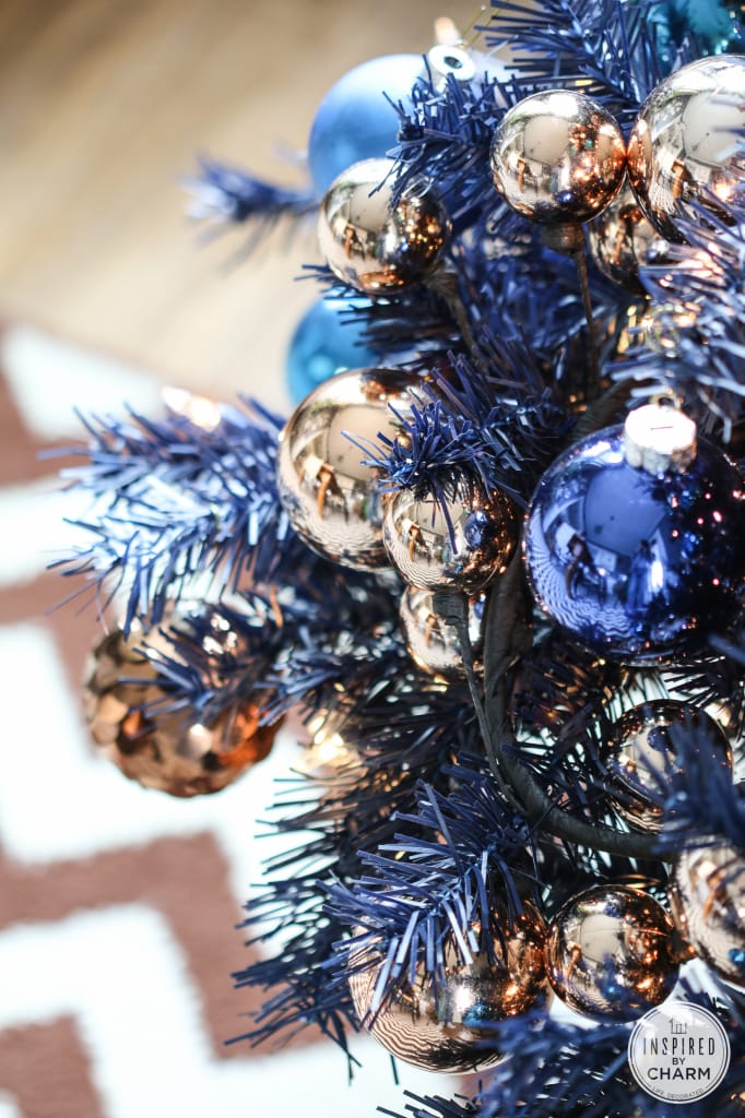 Navy Blue Tree - copper ornament garland christmas tree decorations