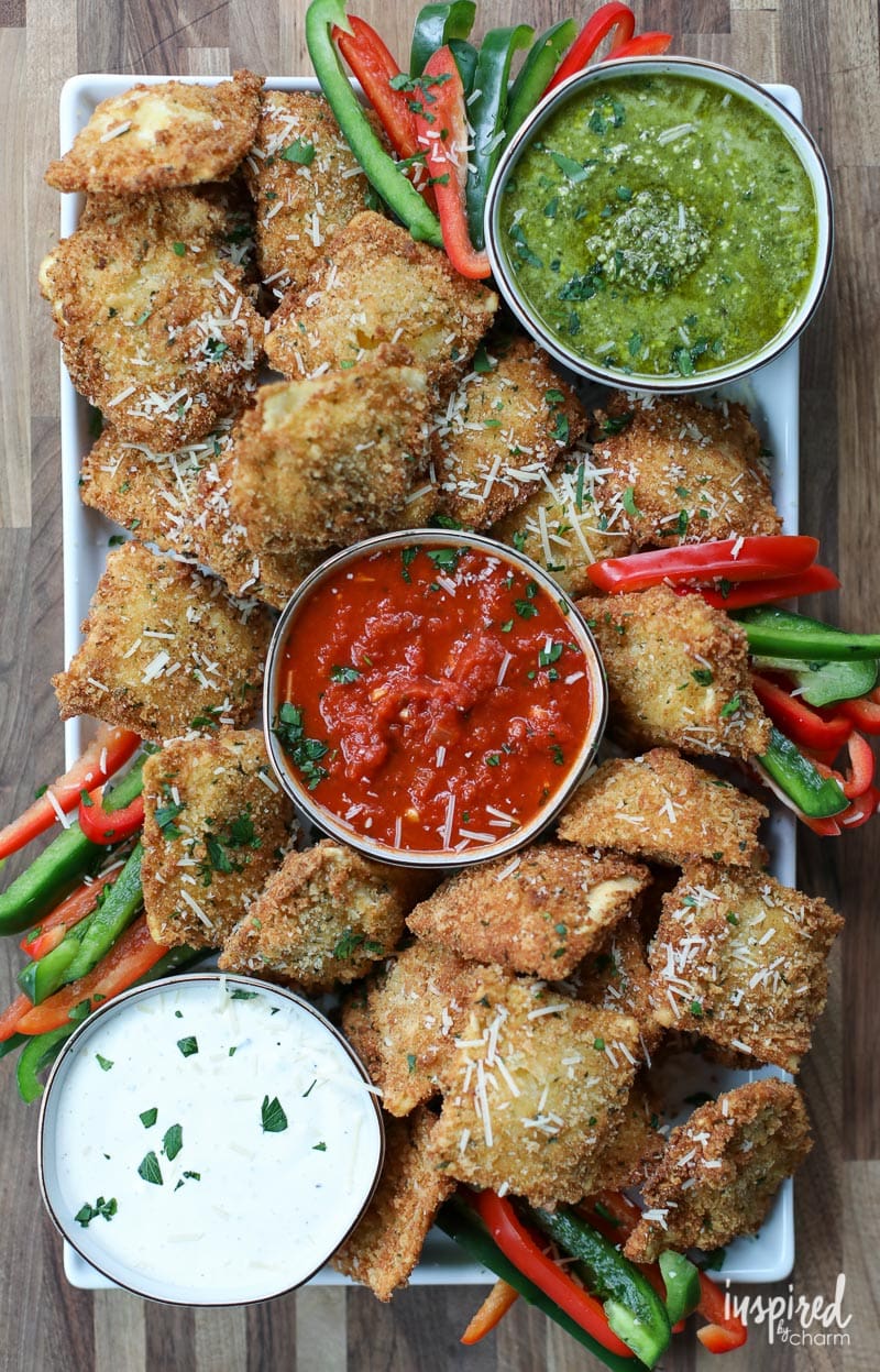 Fried Ravioli with Three Dipping Sauces | Inspired by Charm