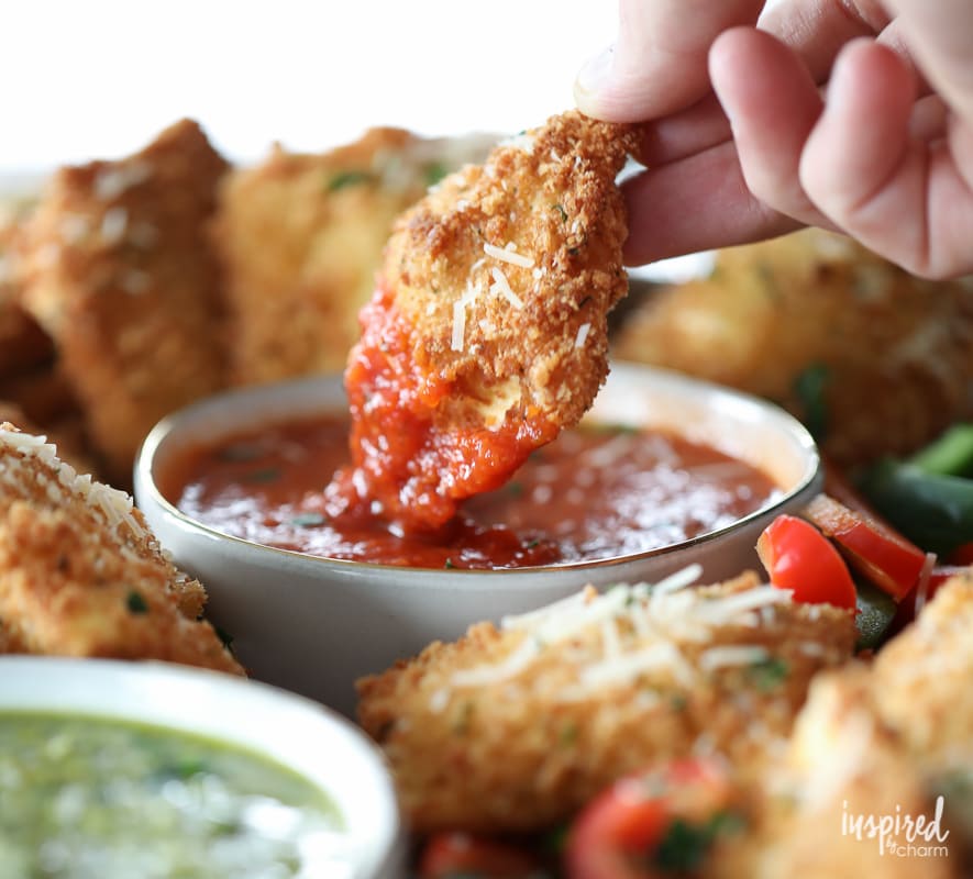 Fried Ravioli with Three Dipping Sauces