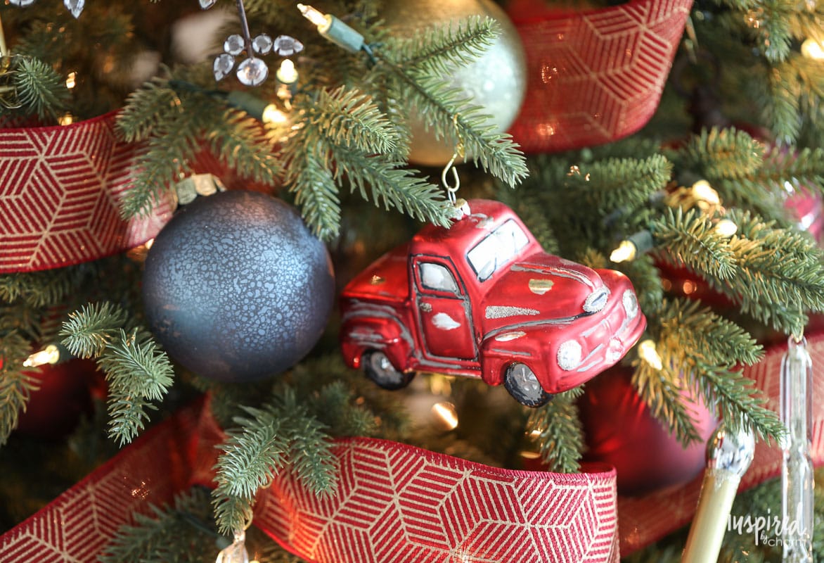 Red Truck Vintage Ornament - Rustic Modern Christmas Tree