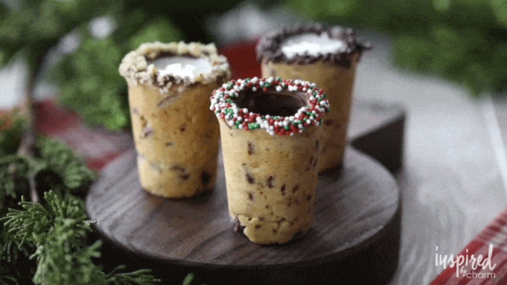 Unique Christmas Dessert - Chocolate Chip Cookie Shot Glasses