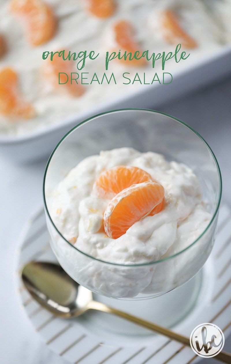 This Orange Pineapple Dream Salad recipe is a delicious side dish for the holidays. 
