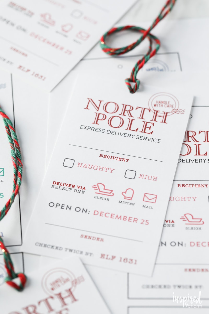 north pole express delivery service gift tag