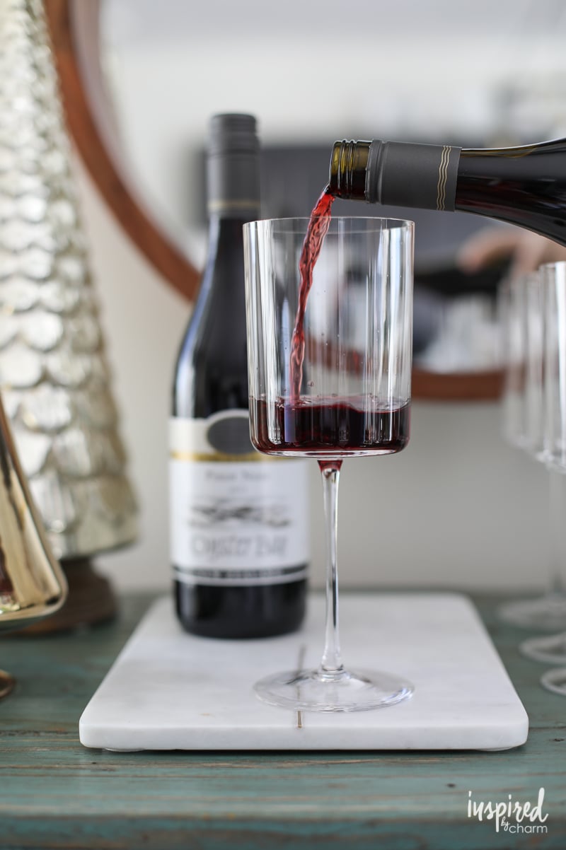 Oyster Bay Pinot Noir, PLUS how to style a festive holiday bar cart! 