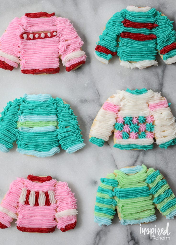 sugar cookies in the shape of sweaters