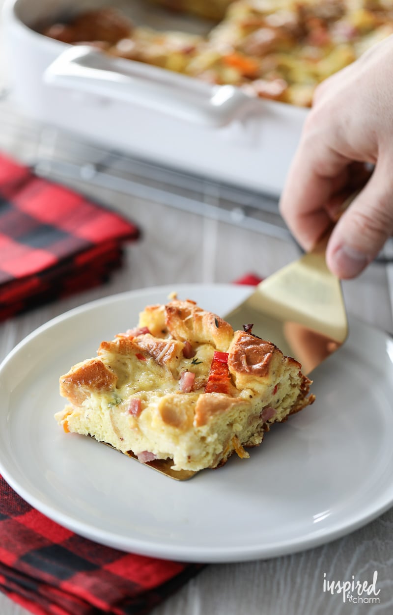 An easy ham and cheese overnight breakfast casserole! 