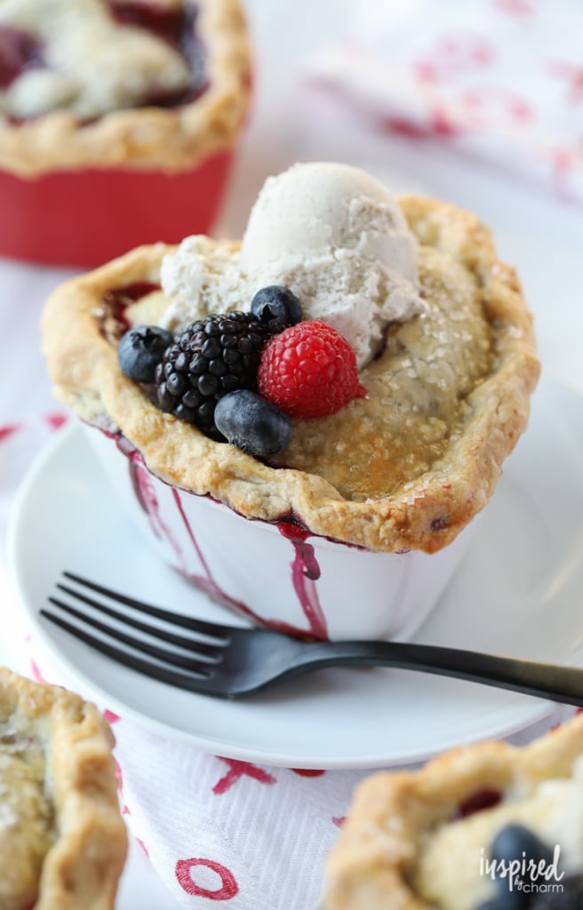 Mixed Berry Pot Pies with Ice Cream for Valentine's Day - valentine's day dessert recipes
