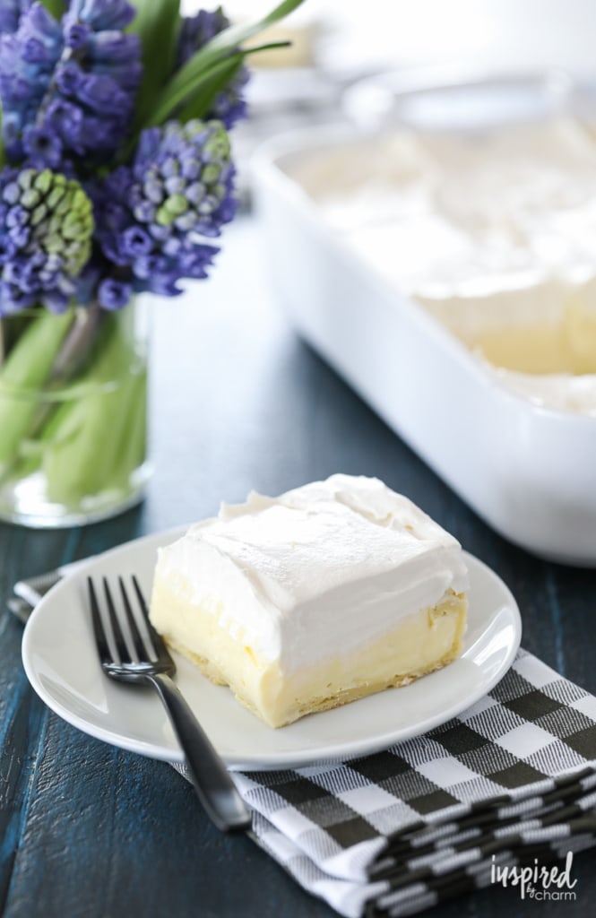 Cream Puff Cake on a plate.