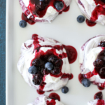 You'll love these Homemade Blueberry Swirled Meringues #dessert #recipe #blueberry