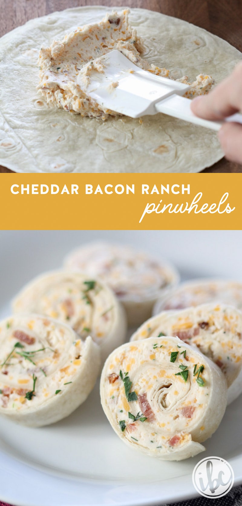 Need a quick and delicious appetizer? Try these Cheddar Bacon Ranch Tortilla Pinwheels! #appetizer #pinwheels #cheddar #bacon #ranch