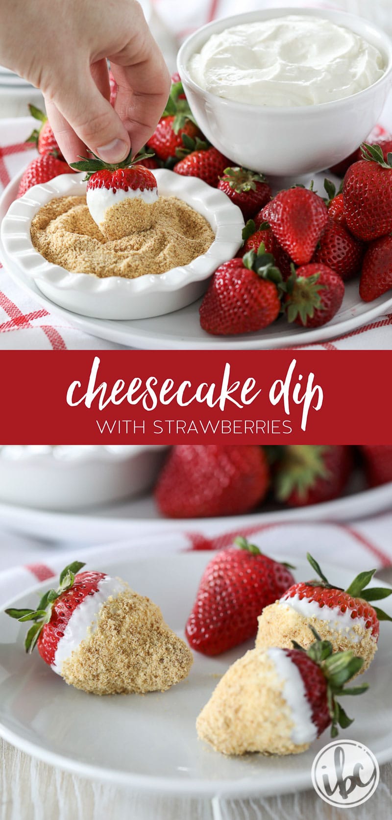 Cheesecake Dip with Strawberries - a fun and delicious way to eat dessert! #cheesecake #dip #strawberries #dessert #recipe #cheesecakedip #summer #picnic