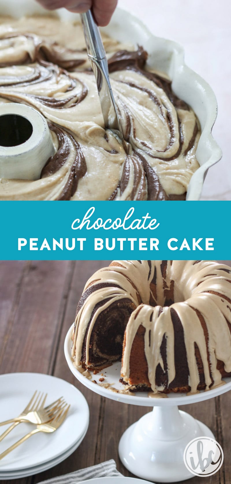 This Chocolate Peanut Butter Cake #dessert #recipe is a classic combination of flavors everyone will love! #chocolate #peanutbutter #cake