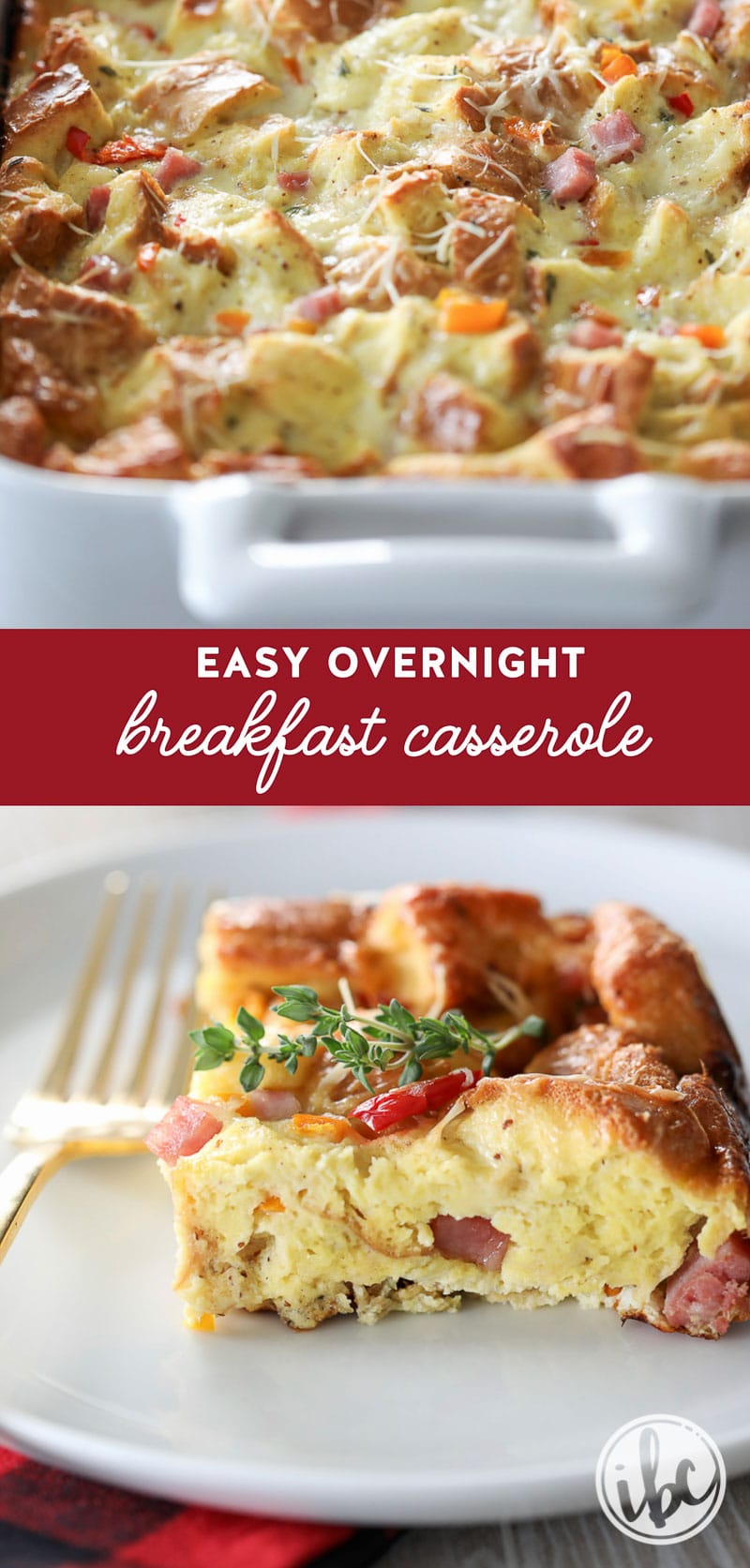 You'll love this recipe for this Easy Overnight Breakfast Casserole. So delicious! #breakfast #casserole #easy #eggs