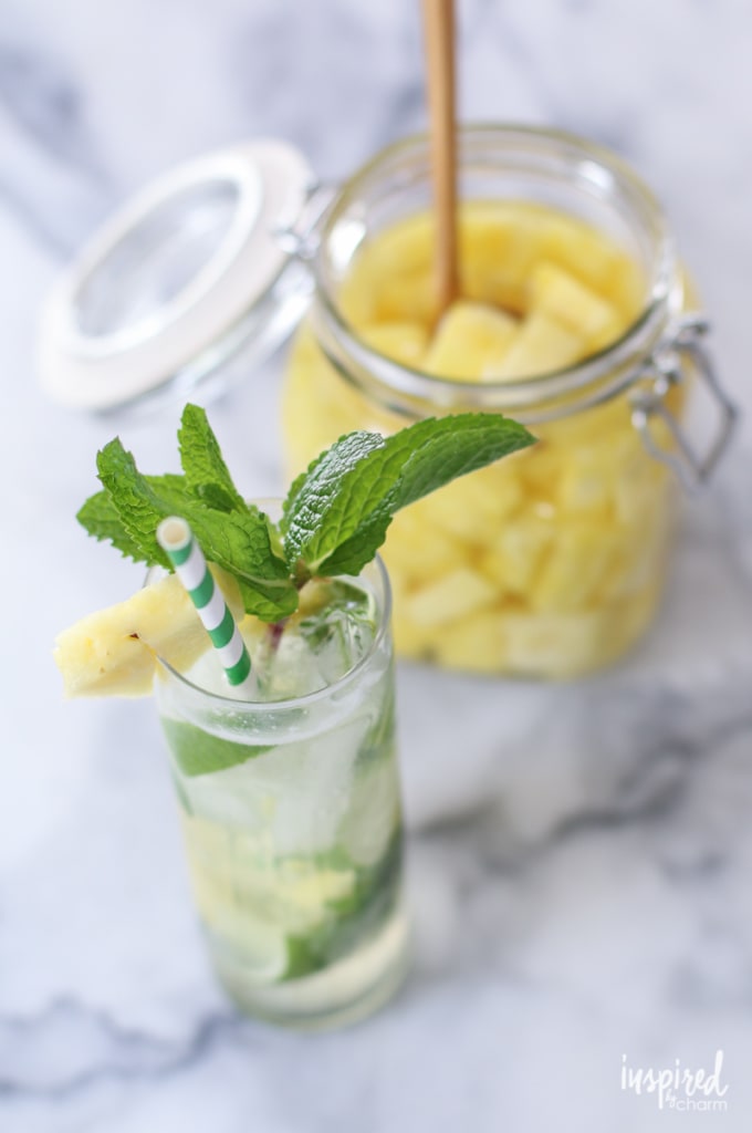 Learn how to make a Pineapple Mojito #cocktail #recipe made with Homemade #Pineapple Rum! #mojito