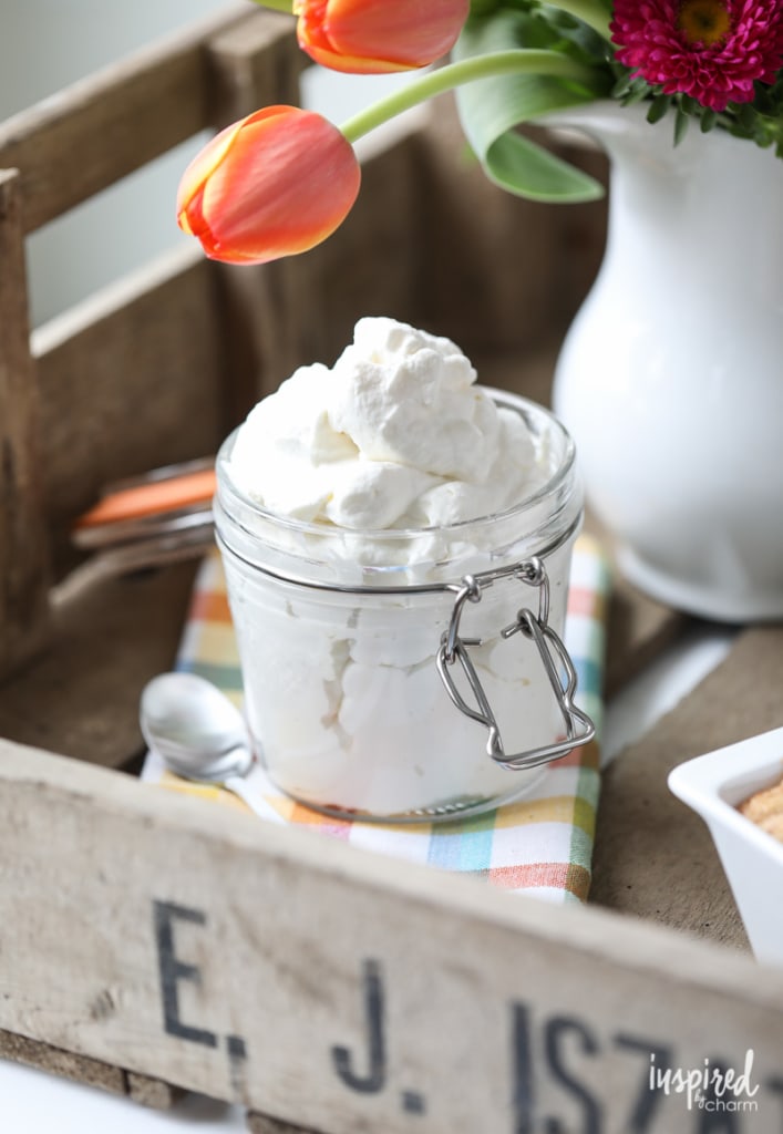 fresh whipped cream in a small glass jar