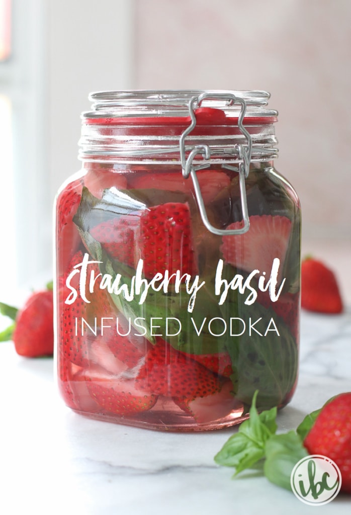 Learn how to make Strawberry Basil Infused Vodka! #strawberry #basil #vodka #cocktail #cocktails